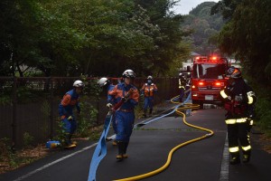 団署合同訓練 ホース延長